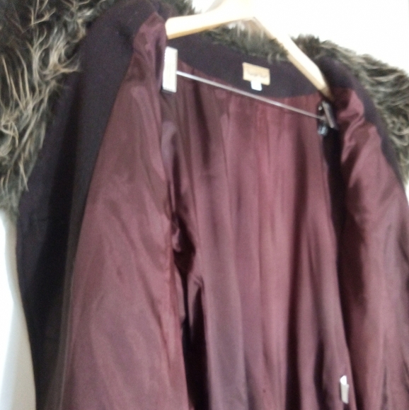 Midnight Velvet Vintage longline wool dress coat with fur trim women's size 14 - Picture 13 of 14